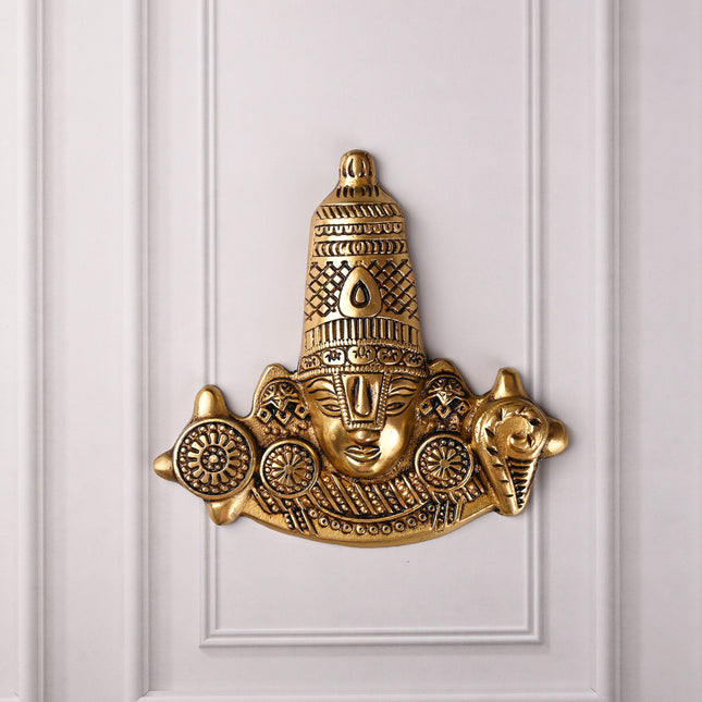 Brass Handcrafted Tirupati Balaji/Venkateshwar Face Wall Hanging (6 Inch)