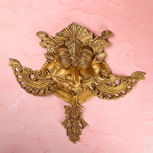 Brass Handcrafted Yali Face Door Knocker – Traditional Indian Brassware (18 Inch)