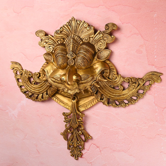 Brass Handcrafted Yali Face Door Knocker – Traditional Indian Brassware (18 Inch)