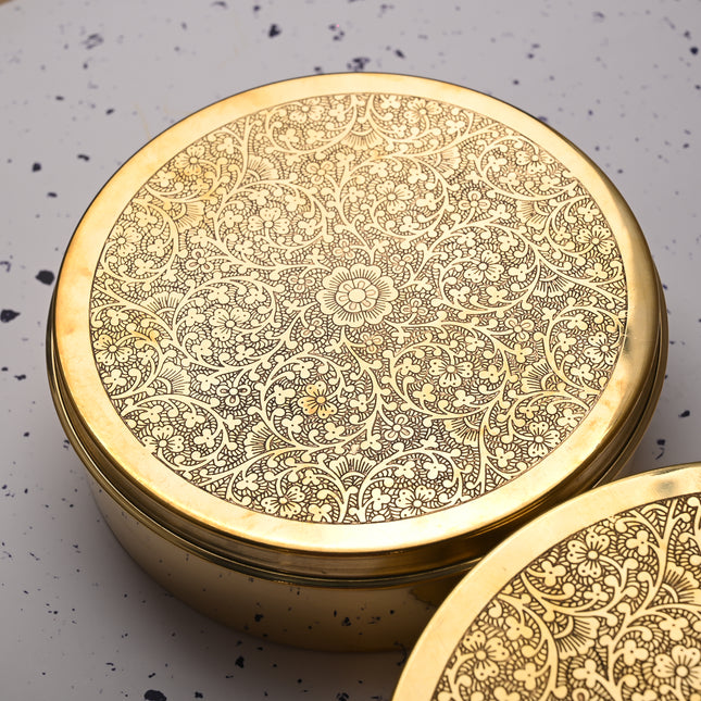 Brass Handcrafted Chapati/Roti Box Set of Three – Traditional Brassware