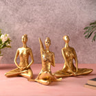 Brass Yoga Lady Figurines Set of Three (7 Inch)