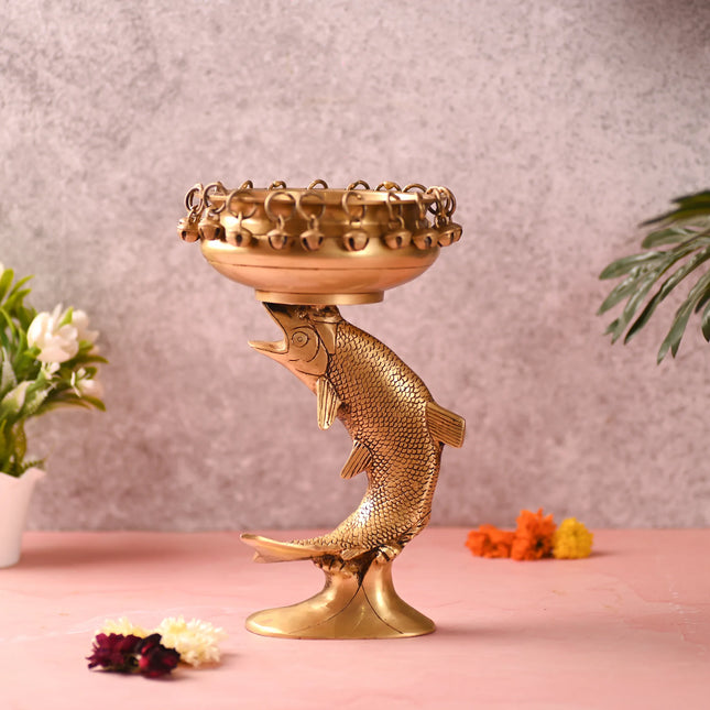 Brass Fish Urli (10 Inch)