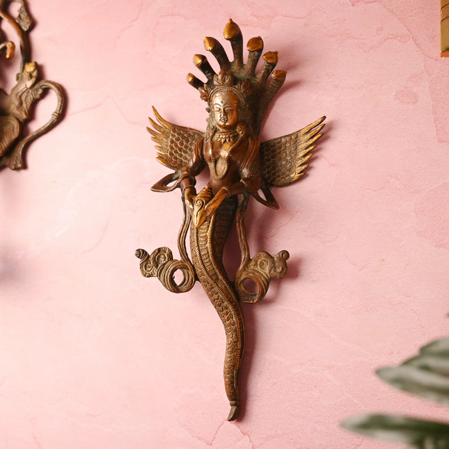Brass Naag Kanya Wall Hanging Idol (13.5 Inch)