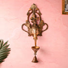 Brass Elephant Ganesha Wall Hanging Diya with Bell (16 Inch)
