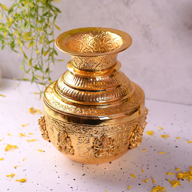 Brass Ashtalakshmi Kodam / Kalash (10 Inch)