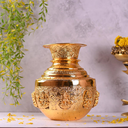 Brass Ashtalakshmi Kodam / Kalash (10 Inch)