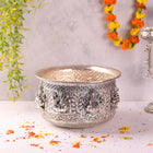 Brass Silver Plated Ashtalakshmi Decorative Pot (6 Inch)