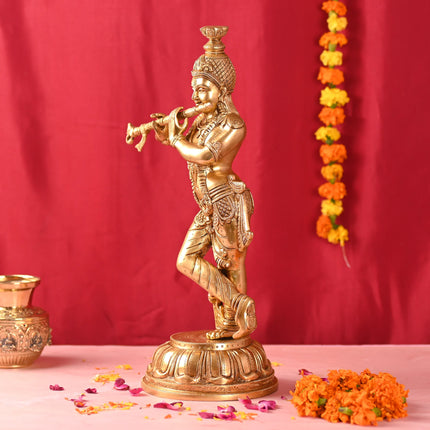 Brass Standing Krishna Idol (19 Inch)