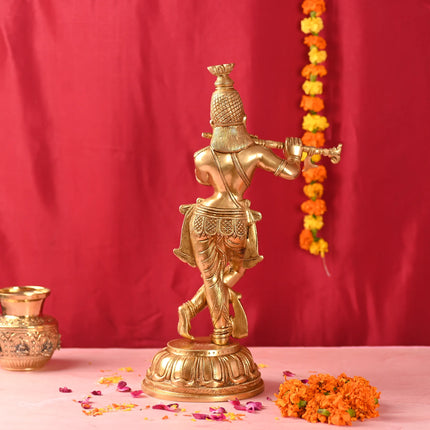 Brass Standing Krishna Idol (19 Inch)