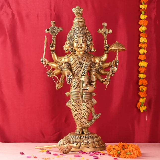 Brass Standing Vishnu Dashavatara Idol (25 Inch)