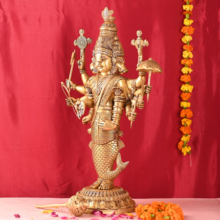 Brass Standing Vishnu Dashavatara Idol (25 Inch)