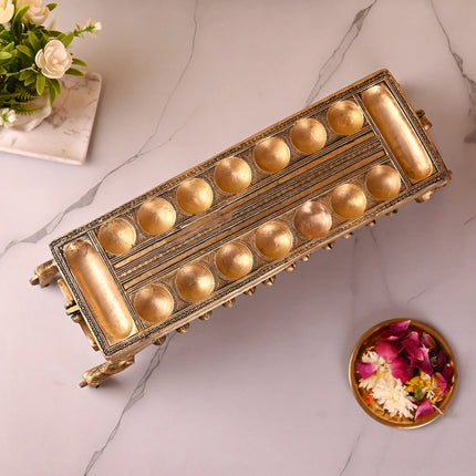 Brass Pallanguzhi Game Board with Wheels (18 Inch)