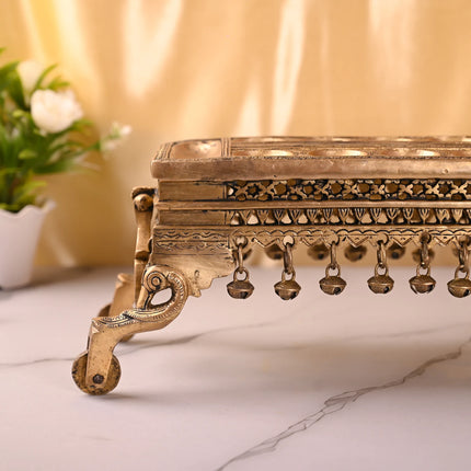 Brass Pallanguzhi Game Board with Wheels (18 Inch)