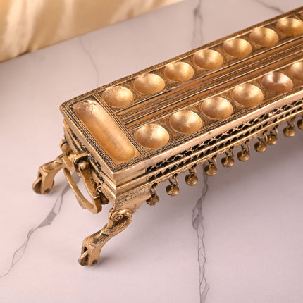 Brass Pallanguzhi Game Board with Wheels (18 Inch)