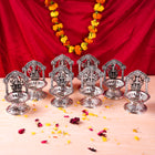 Brass Silver Plated Ashtalakshmi Diya set (5.7 Inch)