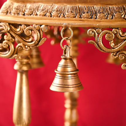 Brass Mandir / Temple With Hanging Bell (28 Inch)
