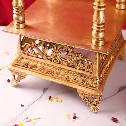 Brass Mandir / Temple With Hanging Bell (28 Inch)