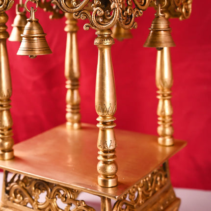 Brass Mandir / Temple With Hanging Bell (28 Inch)