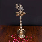 Brass 10 Petal Peacock Long Lamp (17 Inch)