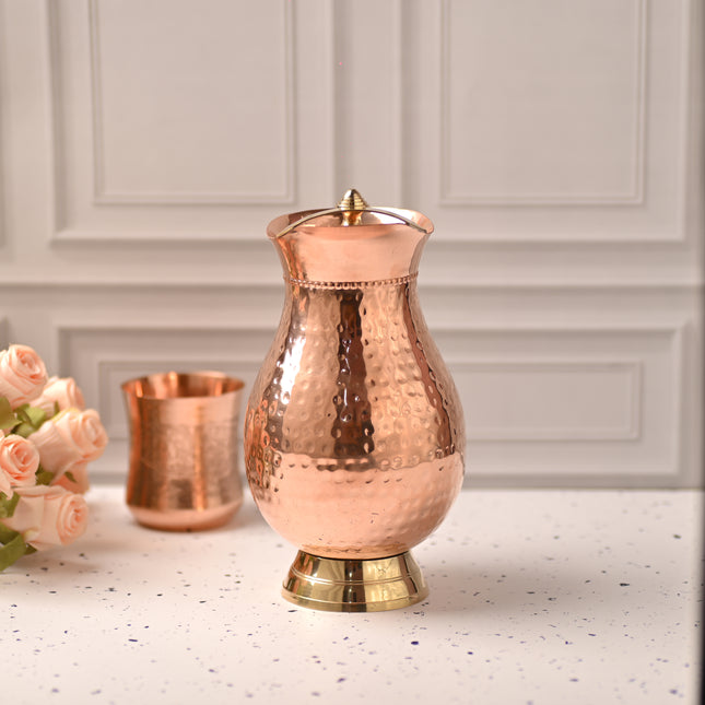 Copper Premium Jug with Lid – Traditional Indian Drinkware for Healthy Living (9.2 inch)