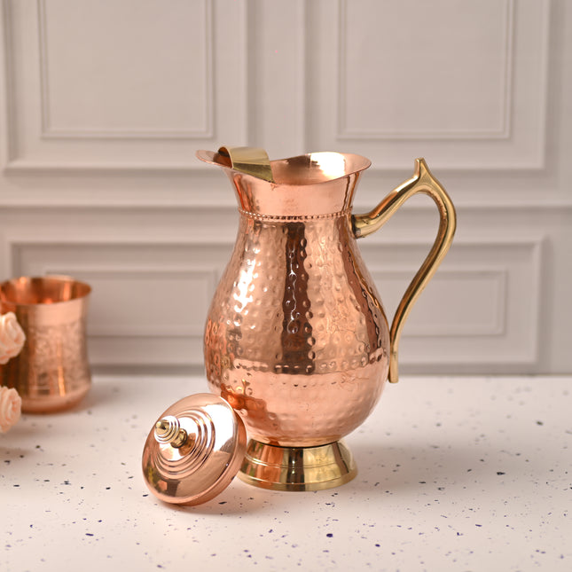 Copper Premium Jug with Lid – Traditional Indian Drinkware for Healthy Living (9.2 inch)