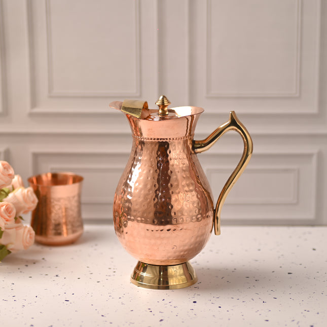 Copper Premium Jug with Lid – Traditional Indian Drinkware for Healthy Living (9.2 inch)