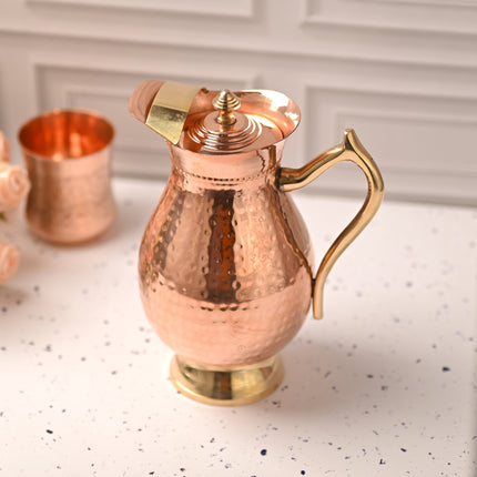 Copper Premium Jug with Lid – Traditional Indian Drinkware for Healthy Living (9.2 inch)