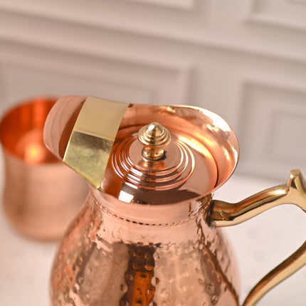 Copper Premium Jug with Lid – Traditional Indian Drinkware for Healthy Living (9.2 inch)