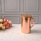 Copper Hammered Water Jug with Lid (8.8 Inch)