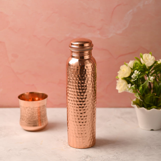 Copper Hammered Water Bottle (10.5 Inch)