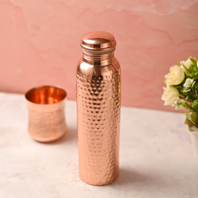Copper Hammered Water Bottle (10.5 Inch)