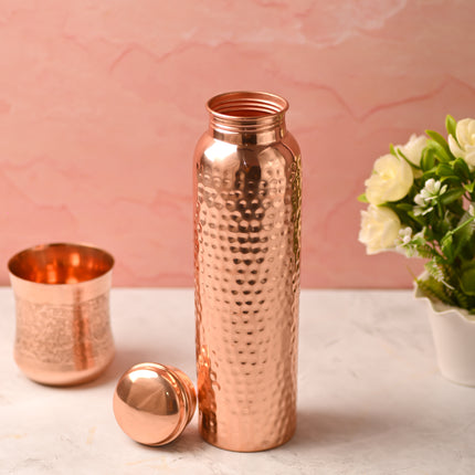 Copper Hammered Water Bottle (10.5 Inch)