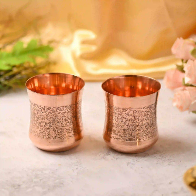 Copper Hand Carved Glass Pair (3.5 Inch)