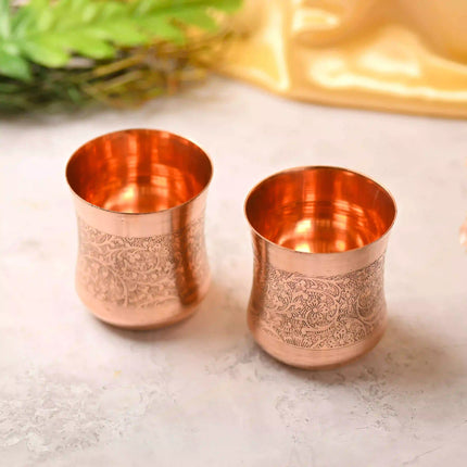 Copper Hand Carved Glass Pair (3.5 Inch)