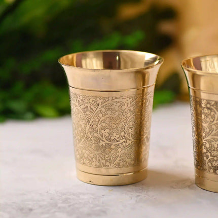 Brass Handcrafted Glass Pair (3.7 Inch)