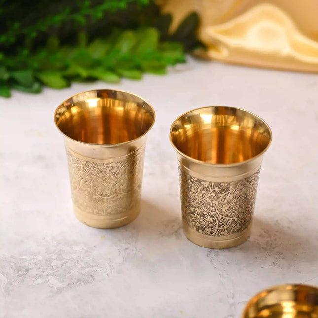 Brass Handcrafted Glass Pair (3.7 Inch)