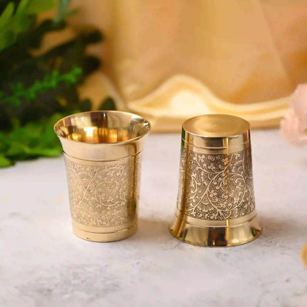 Brass Handcrafted Glass Pair (3.7 Inch)