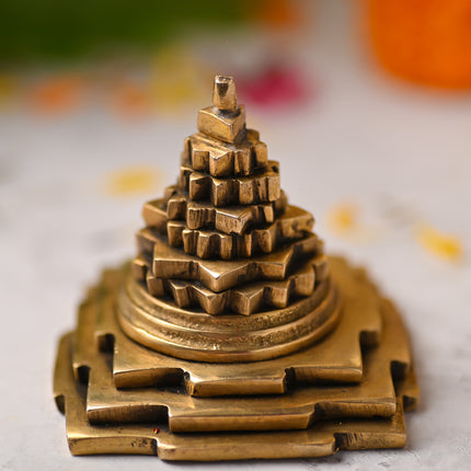 Brass Superfine Maha Meru Shree Yantra – Divine Handmade Brass Decor (2.5 Inch)