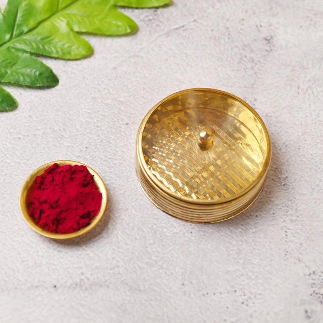 Brass Kumkum Box – Traditional Pooja & Decor Piece (1 Inch)