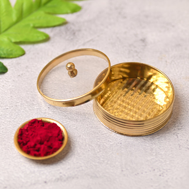 Brass Kumkum Box – Traditional Pooja & Decor Piece (1 Inch)