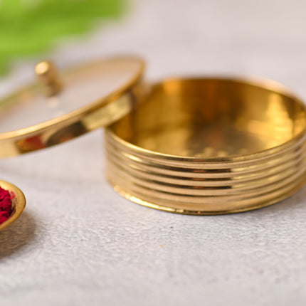 Brass Kumkum Box – Traditional Pooja & Decor Piece (1 Inch)