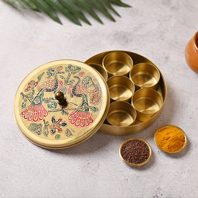 Brass Pooja Kumkum Chopra Box – Traditional Decor & Gift (5 Inch)