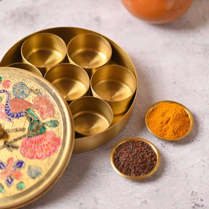 Brass Pooja Kumkum Chopra Box (5 Inch)