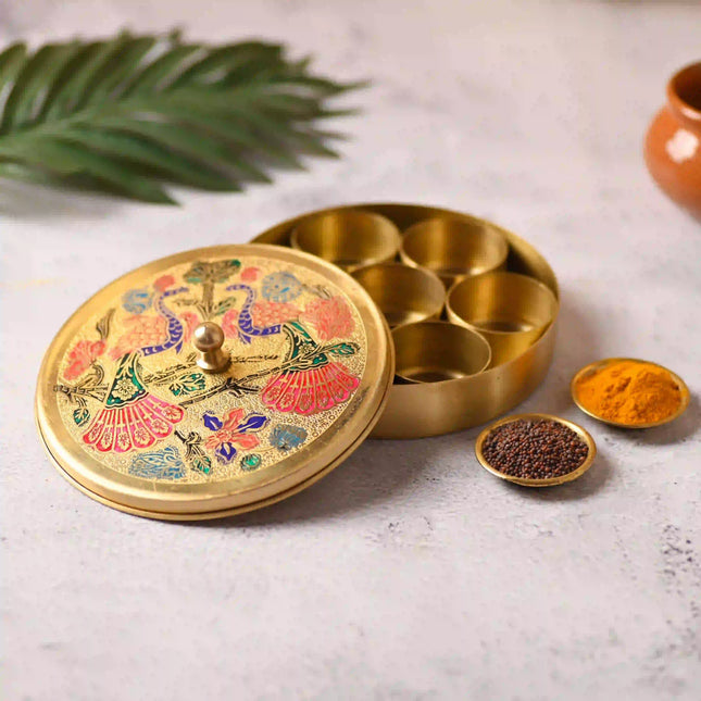 Brass Pooja Kumkum Chopra Box (5 Inch)