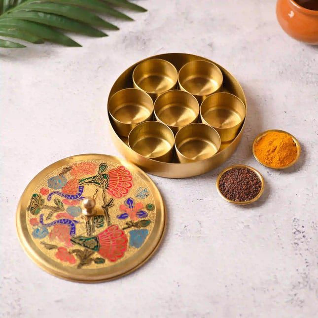 Brass Pooja Kumkum Chopra Box (5 Inch)