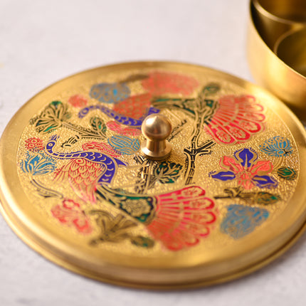 Brass Pooja Kumkum Chopra Box – Traditional Decor & Gift (5 Inch)