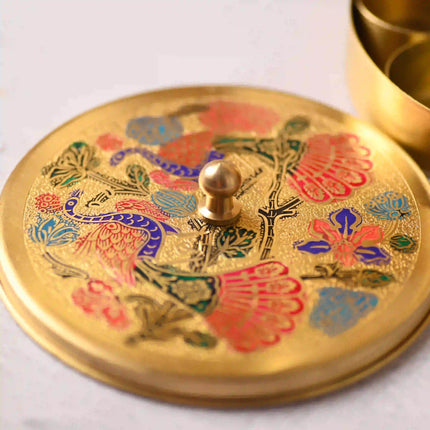Brass Pooja Kumkum Chopra Box (5 Inch)