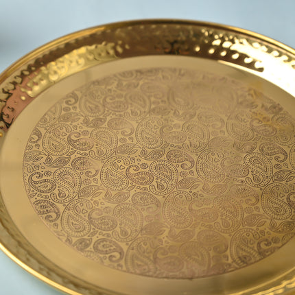 Brass Hammered Thali – Traditional Indian Brassware for Dining Elegance (11.2 Inch)