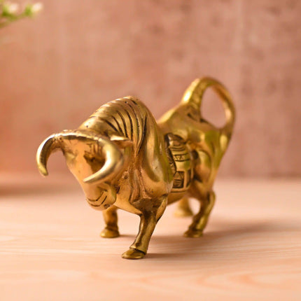 Brass Roaring Bull Statue – Symbol of Strength & Prosperity (4.5 Inch)