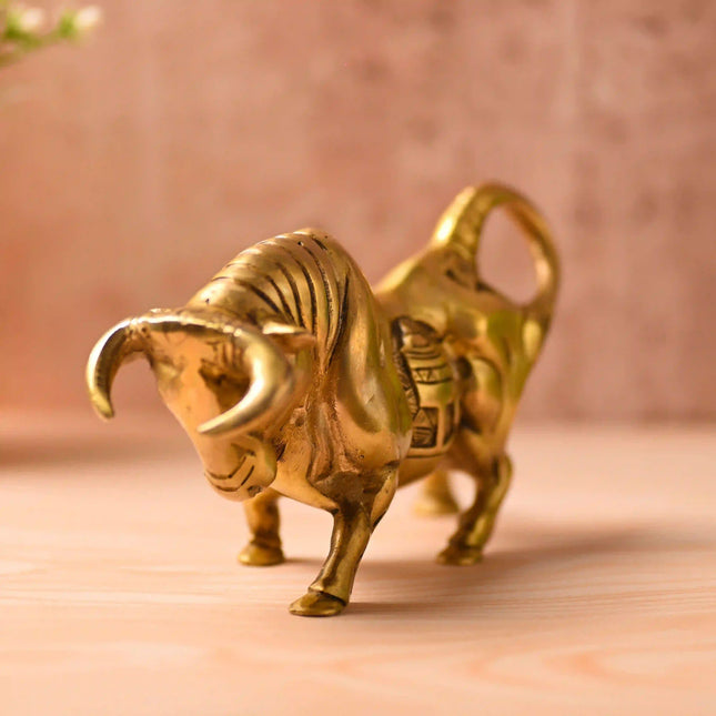 Brass Roaring Bull Statue – Symbol of Strength & Prosperity (4.5 Inch)